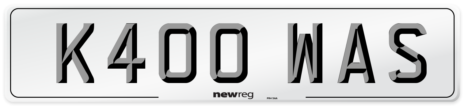 K400 WAS Number Plate from New Reg